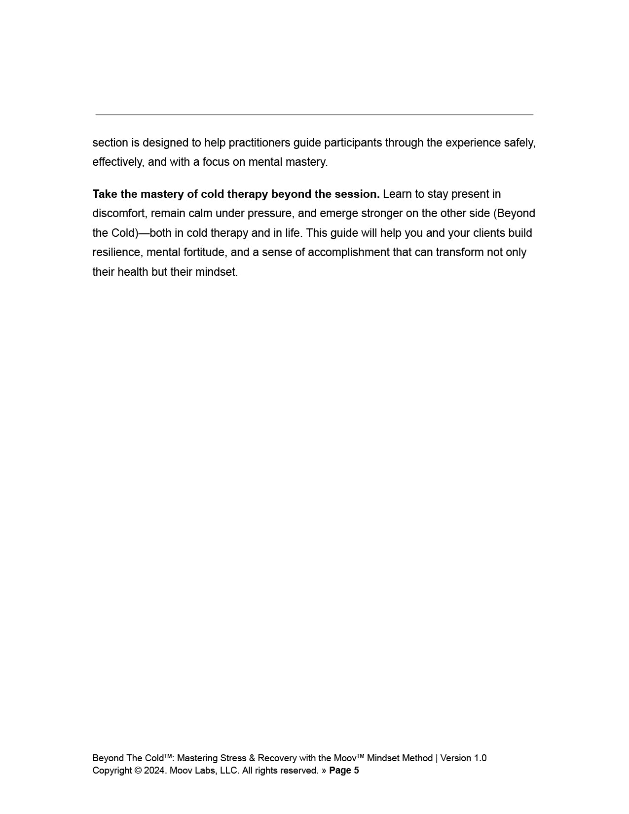 Beyond the Cold™: Mastering Stress & Recovery with the Moov Mindset Method™ - A Practitioner’s Guide to Effective Cold Immersion Therapies