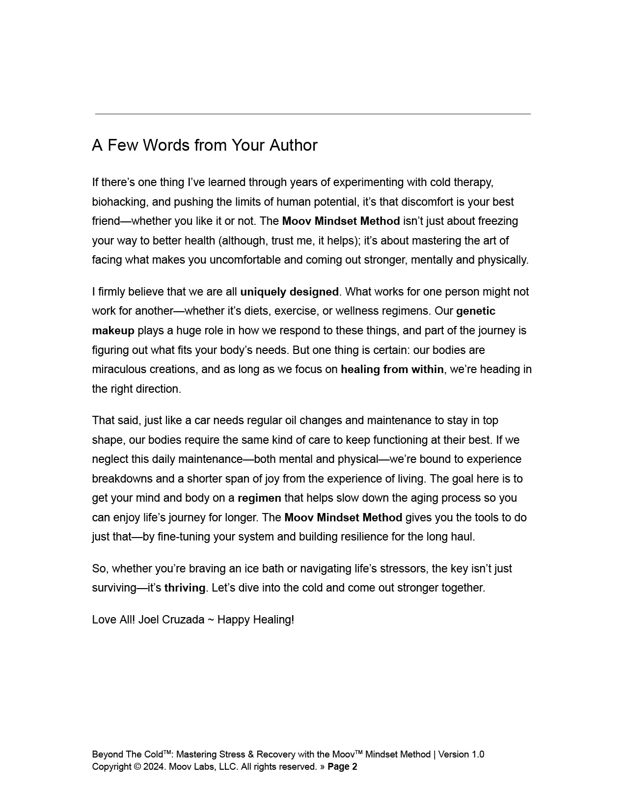 Beyond the Cold™: Mastering Stress & Recovery with the Moov Mindset Method™ - A Practitioner’s Guide to Effective Cold Immersion Therapies