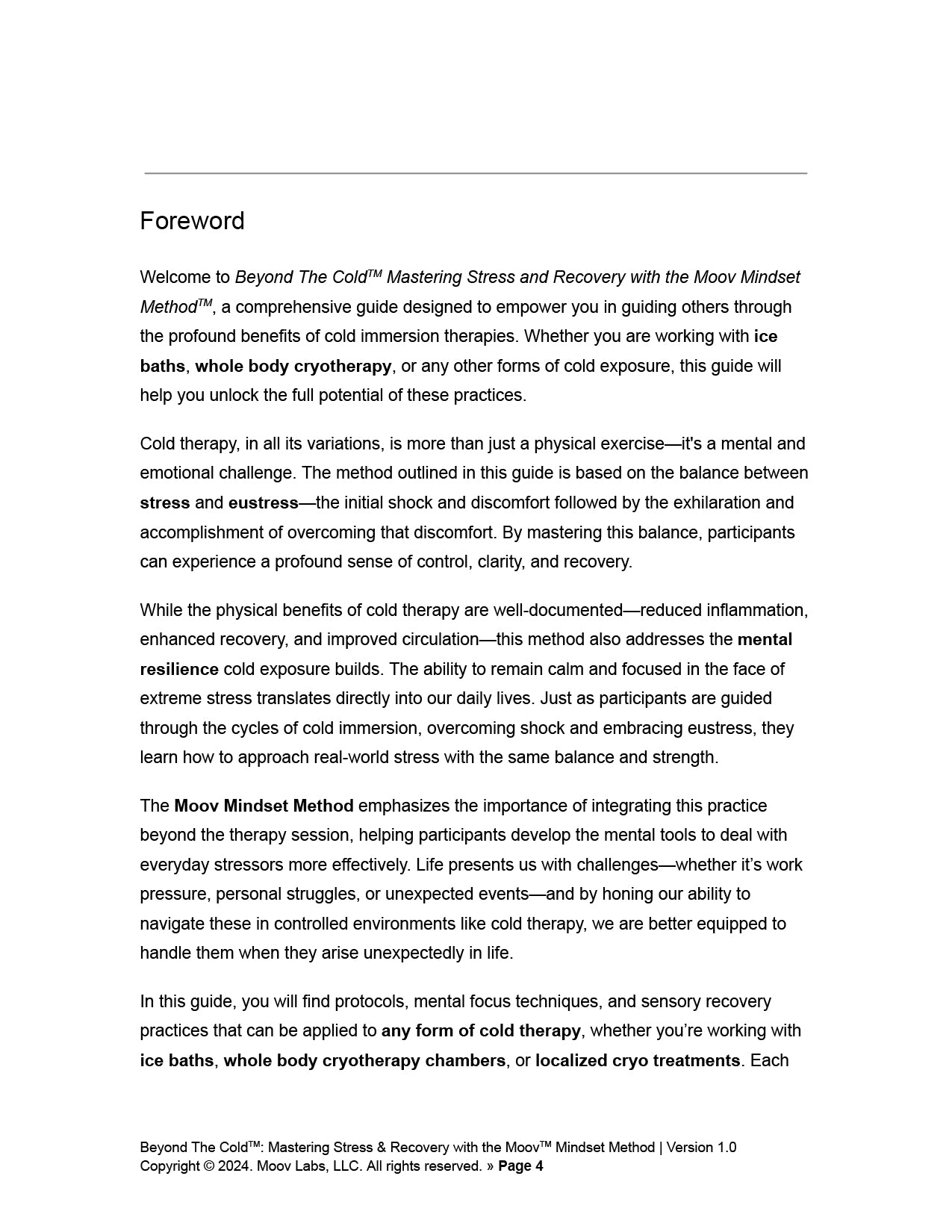 Beyond the Cold™: Mastering Stress & Recovery with the Moov Mindset Method™ - A Practitioner’s Guide to Effective Cold Immersion Therapies