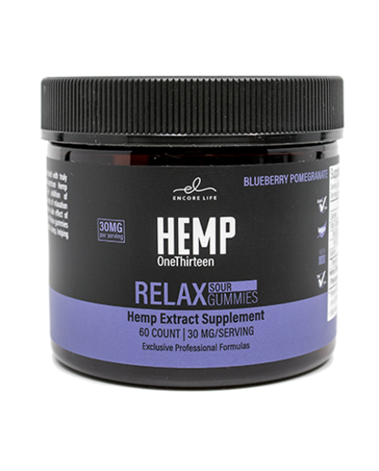 HEMP OneThirteen Relax Sour Gummies Blueberry Pomegranate 60 Gummies